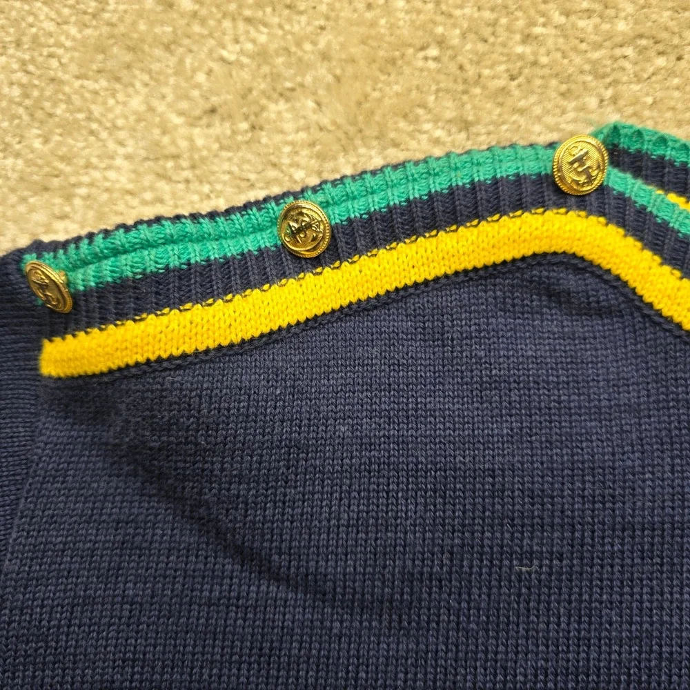 Nautica Mens Navy Blue Nautical Sweater Anchor Life Preserver Flags Size L‎ - Picture 10 of 10